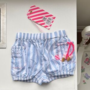 Billieblush Blue and White Striped Shorts with Pink Accents